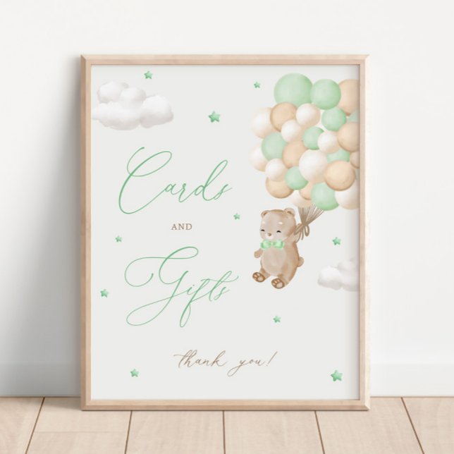 Teddy Bear Green Baby Shower Cards & Gifts Poster (Creator Uploaded)
