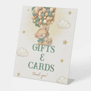 Teddy Bear Green Baby Shower Gifts & Cards Sign