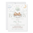 Teddy Bear Green Balloon Clouds Stars Baby Shower