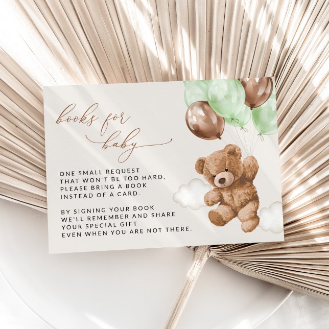 Teddy Bear, Green Balloons, Books For Baby Enclosure Card (Creator Uploaded)