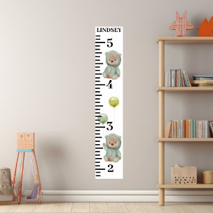 Teddy Bear Green Balloons  Poster