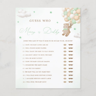 Teddy Bear Green Mummy or Daddy Baby Shower Game