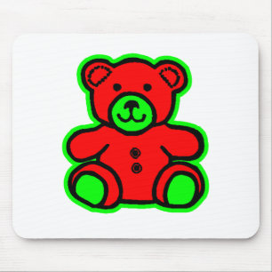 Teddy Bear Green Red The MUSEUM Zazzle Gifts Mouse Mat