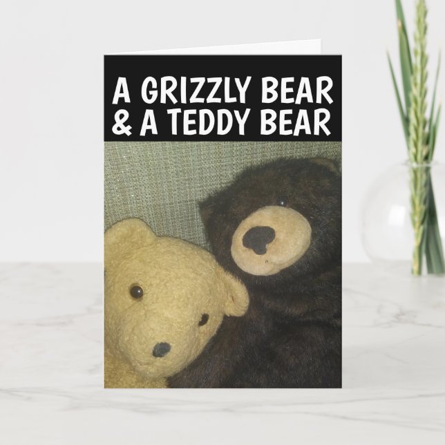 TEDDY BEAR & GRIZZLY ROMANTIC LOVE GREETING CARD (Front)