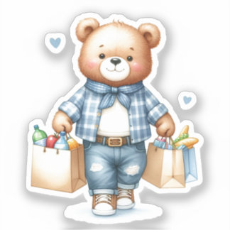 Teddy Bear Grocery Sticker
