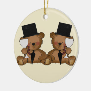 Teddy Bear Grooms Wedding Ceramic Tree Decoration