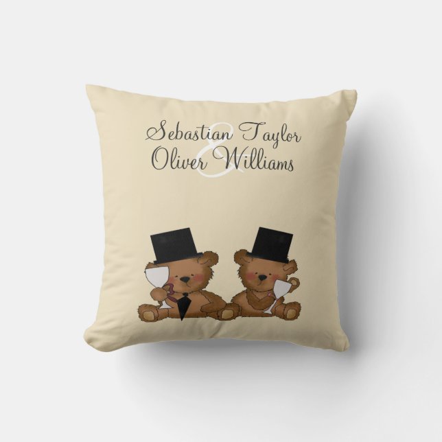 Teddy Bear Grooms Wedding Cushion (Front)