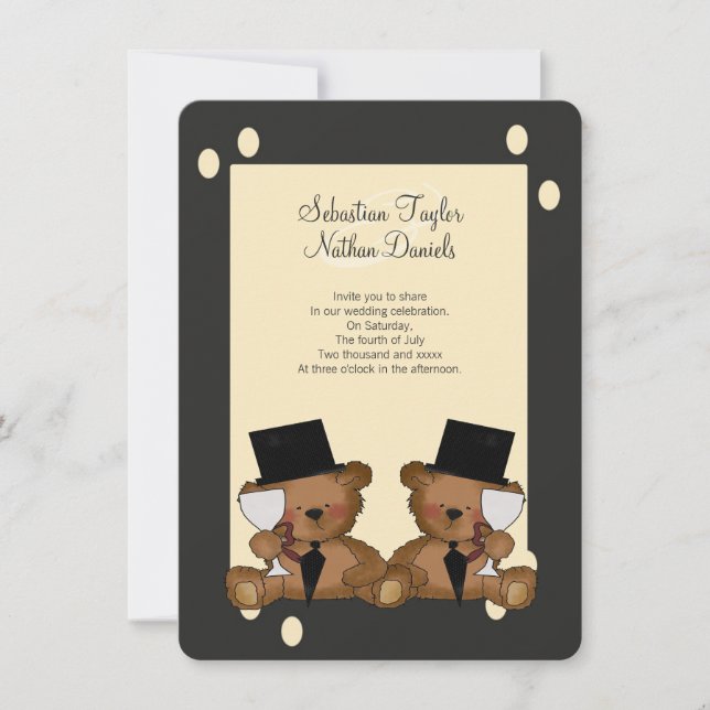 Teddy Bear Grooms Wedding Invitation (Front)