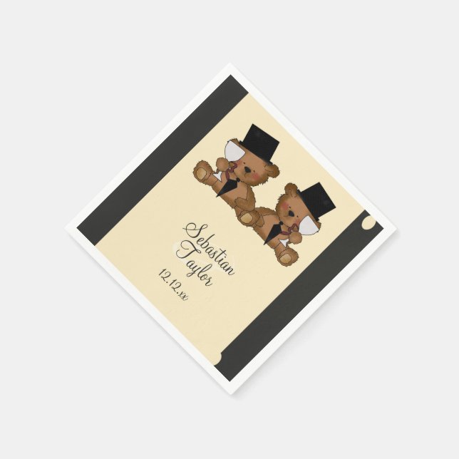 Teddy Bear Grooms Wedding Napkin (Corner)