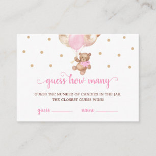 Teddy Bear Guess How Many Candies Game Baby Shower Enclosure Card