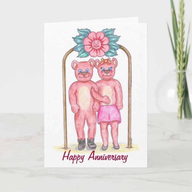 Teddy Bear Happy Anniversary Card (Front)