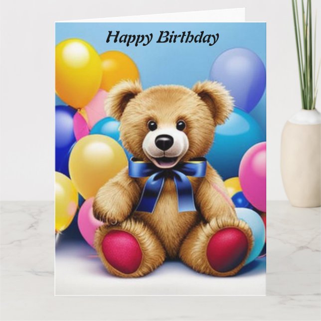 Teddy Bear  Happy Birthday  Card (Front)