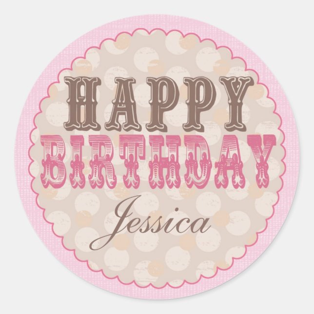 Teddy Bear Happy Birthday Sticker - Pink (Front)