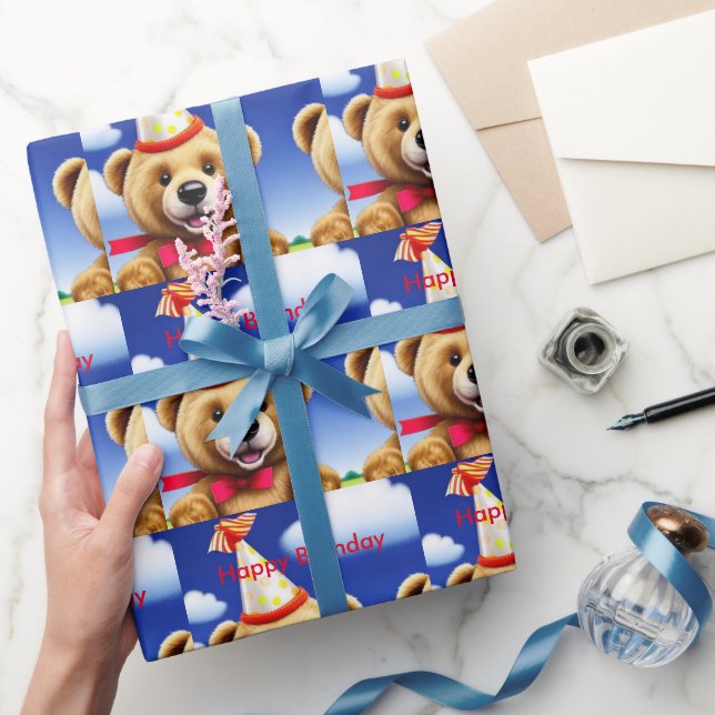  Teddy Bear Happy birthday  Wrapping Paper (Gifting)