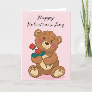 Teddy Bear Happy Valentine's Day Holiday Card