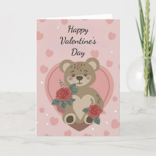 Teddy Bear Happy Valentine's Day Holiday Card