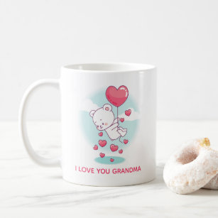 Teddy Bear Heart Balloons Personalised Valentine Coffee Mug