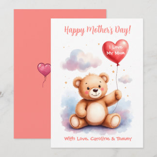 Teddy Bear Heart Mothers Day Holiday Card