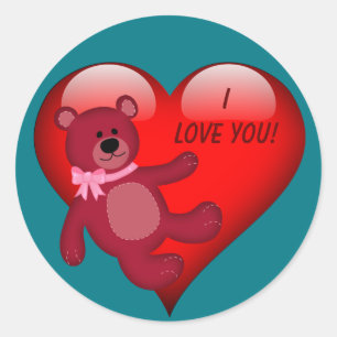 Teddy Bear, Heart, Valentine Love Sticker