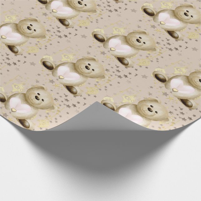 Teddy Bear & Heart Wrapping Paper (Corner)