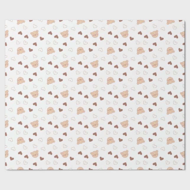 Teddy Bear Hearts Wrapping Paper (Seam)