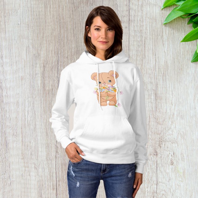 Teddy Bear Holding A Bouquet Womens Hoodie (Creator Uploaded)