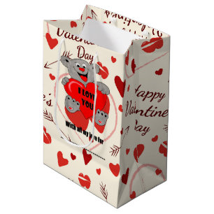 Teddy bear holding a heart medium gift bag