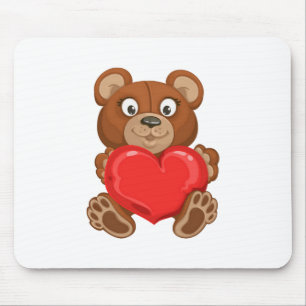 Teddy Bear Holding Heart Design Mouse Mat