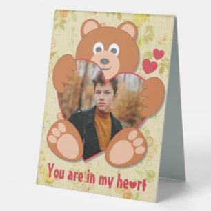 Teddy Bear Holding Heart Photo Valentine's Day