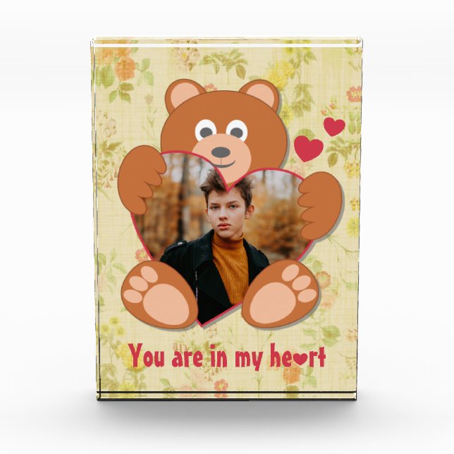 Teddy Bear Holding Heart Photo Valentine's Day (Front)