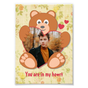 Teddy Bear Holding Heart Photo Valentine's Day Print