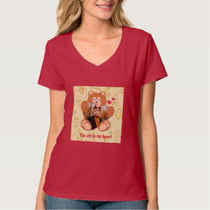 Teddy Bear Holding Heart Photo Valentine's Day T-Shirt