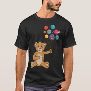 Teddy Bear holding Planet Balloons Space T-Shirt