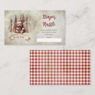 Teddy Bear Holiday Boy Baby Shower Diaper Raffle Enclosure Card