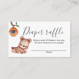 Teddy Bear HoneyBee  baby shower diaper raffle  En Enclosure Card