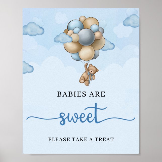 Teddy bear hot air balloon babies are sweet Sign (Front)