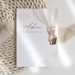 Teddy Bear Hot Air Balloon Baby Shower Advice Card