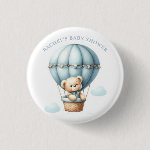 Teddy Bear Hot Air Balloon Baby Shower Button