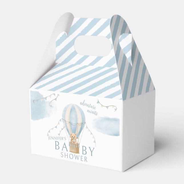 Teddy bear hot air balloon baby shower favour box (Front Side)