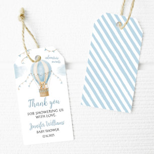 Teddy bear hot air balloon baby shower Gift Tags