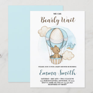 Teddy Bear Hot Air Balloon Baby Shower Invitation