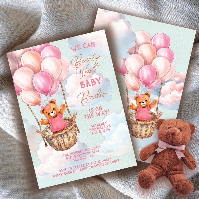 Teddy Bear Hot Air Balloon Baby Shower Invitation (Many matching item on this!)