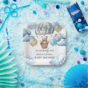 Teddy Bear Hot Air Balloon Baby Shower Paper Plate