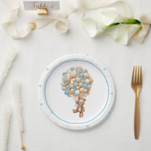 Teddy Bear Hot Air Balloon Baby Shower Plate