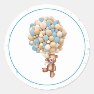 Teddy Bear Hot Air Balloon Baby Shower Sticker