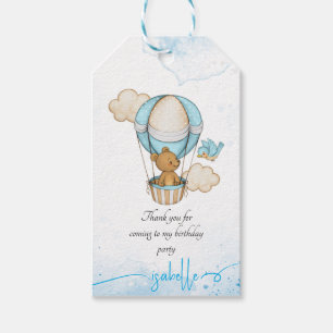 Teddy Bear Hot Air Balloon birthday favour tags