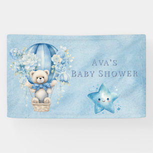 Teddy Bear Hot Air Balloon Boy Baby Shower Banner