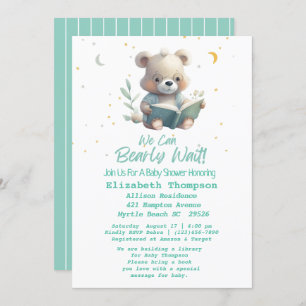 Teddy Bear Hot Air Balloon Bring a Book Baby   Invitation