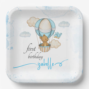 Teddy Bear Hot Air Balloon girl birthday  Paper Plate