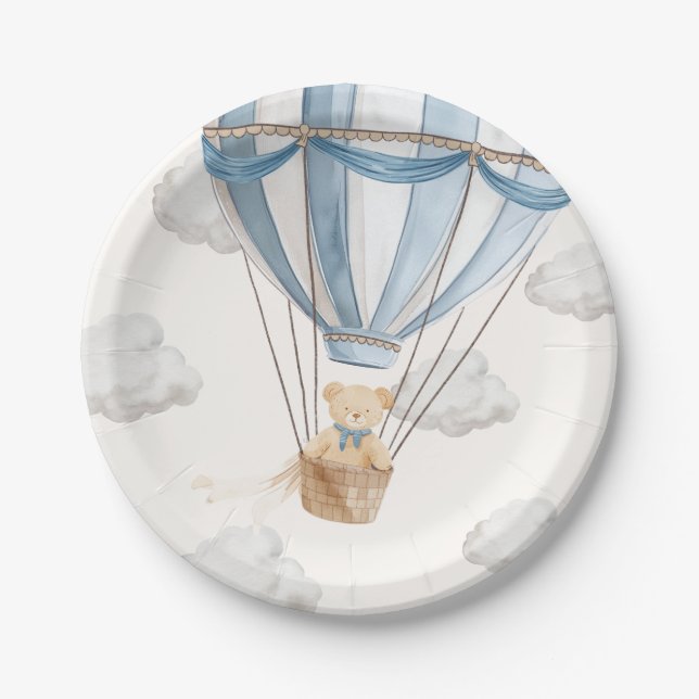Teddy Bear Hot Air Balloon Paper Plate (Front)